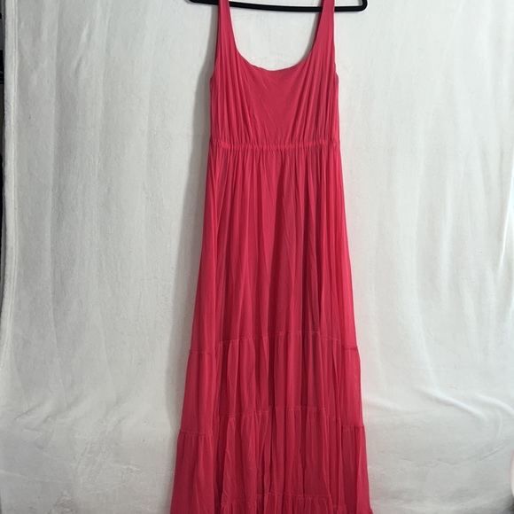 Fuzzi Made in Italy Pink Tiered Maxi dress Size L - Picture 3 of 9